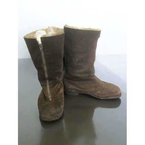 193 - WW2 Morland Sheepskin Lined Flight boots, attributed to Flt Lt Norman Thomas Keen DSO, DFC, flew Sti... 