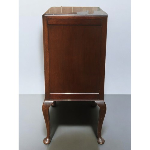 33 - 20th Century 5 Drawer Music Cabinet on Queen Anne Style Legs, and a Glazed Display Cabinet.Height 88... 