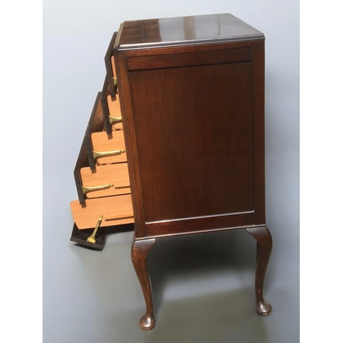 33 - 20th Century 5 Drawer Music Cabinet on Queen Anne Style Legs, and a Glazed Display Cabinet.Height 88... 