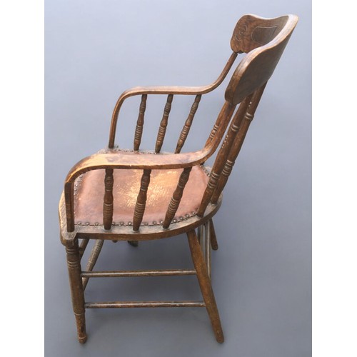 69 - 3 x 19th century and Later Chairs - One Mahogany with Turned legs, One Oak, One in the American Styl... 