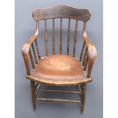 69 - 3 x 19th century and Later Chairs - One Mahogany with Turned legs, One Oak, One in the American Styl... 