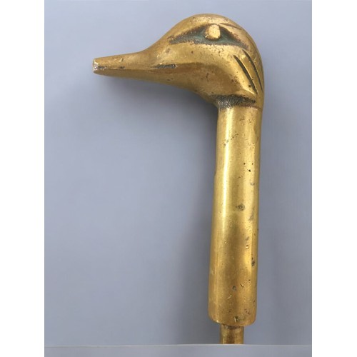 490 - Vintage Brass Duck handled Fire Companion Set, well Cast in the Deco Style.