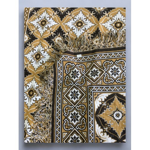 511 - Large Woolen Throw Twin Size in Gold and Brown Tones, Geometrical Middle eastern Style Pattern.240cm... 