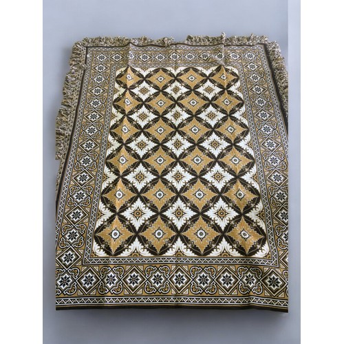 504 - Large Woolen Throw Twin Size in Gold and Brown Tones, Geometrical Middle eastern Style Pattern.240cm... 