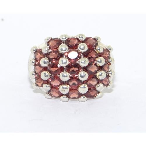 583 - 925 silver Rubellite 5 bar ring size P 