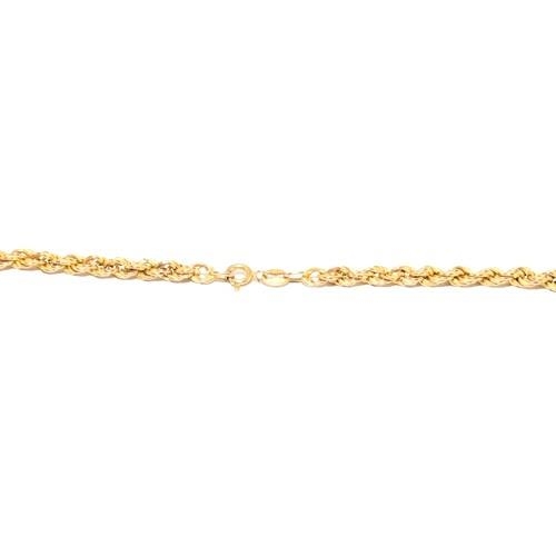 584 - 9ct gold rope neck chain 44cm long together with a matching bracelet 9g total