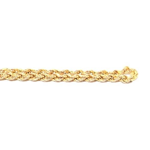 584 - 9ct gold rope neck chain 44cm long together with a matching bracelet 9g total