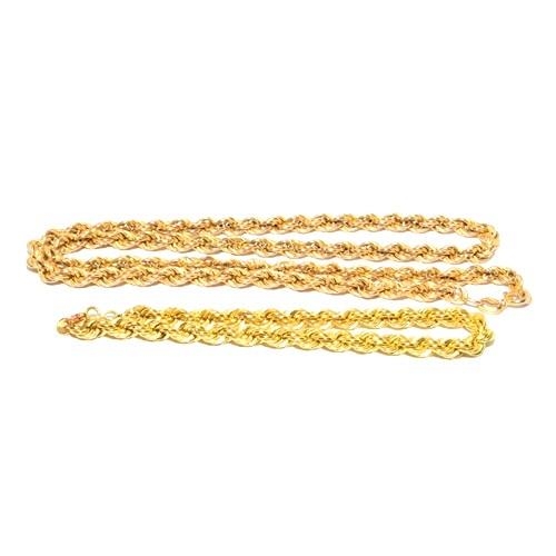 584 - 9ct gold rope neck chain 44cm long together with a matching bracelet 9g total