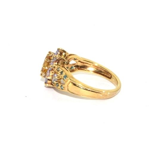 586 - 9ct gold vintage Citrine and Amethyst cocktail ring  3.6g size N