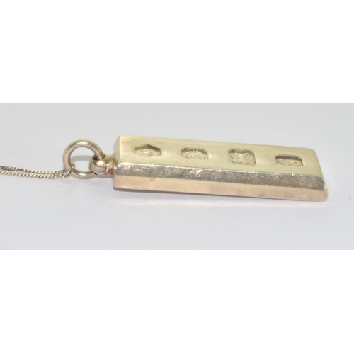 594 - 925 silver fully hallmarked Ingot and chain 33g