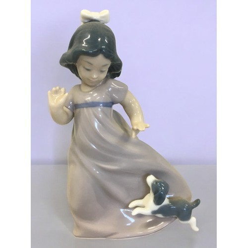 56 - 7 Nao Figurines Boy with Teddy Bear, Girl with Lamb, Girl with Puppy etc