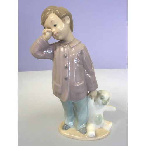 56 - 7 Nao Figurines Boy with Teddy Bear, Girl with Lamb, Girl with Puppy etc