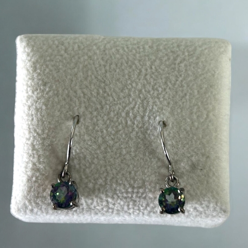 499 - A pair of 9ct white Gold and Mystic Topaz earrings.Stamped 375.