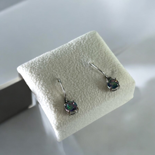 499 - A pair of 9ct white Gold and Mystic Topaz earrings.Stamped 375.