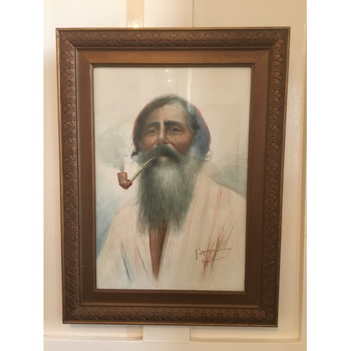 85 - Guiseppe Saponari 19th/20thC - Large Watercolour Traditional Neapolitan man circa 1940/50. Signed lo... 