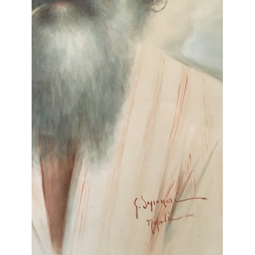 85 - Guiseppe Saponari 19th/20thC - Large Watercolour Traditional Neapolitan man circa 1940/50. Signed lo... 