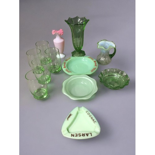 49 - Uranium and other Glass, Vase and Beakers, Breweriana, Victorian examples etc