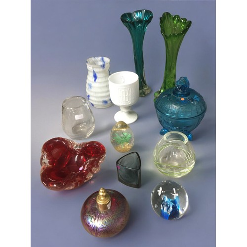 132 - An Intriguing miscellany of 1920's, Mid Century, and Modernist Glass. to include Rare Blue Lidded Ho... 