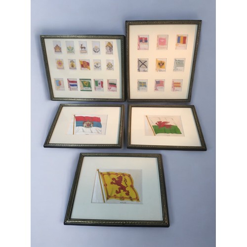 524 - Vintage Framed Cigarette Silks -  Flags of the Nations and Military Emblems, 2 Framed examples of th... 