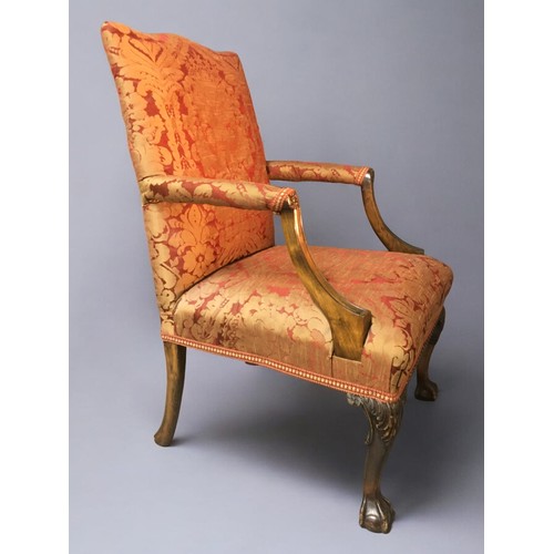 28 - Pair of Upholstered Ball and Claw Footed Early 20th Century Arm Chairs with Dragooning detail and Ac... 