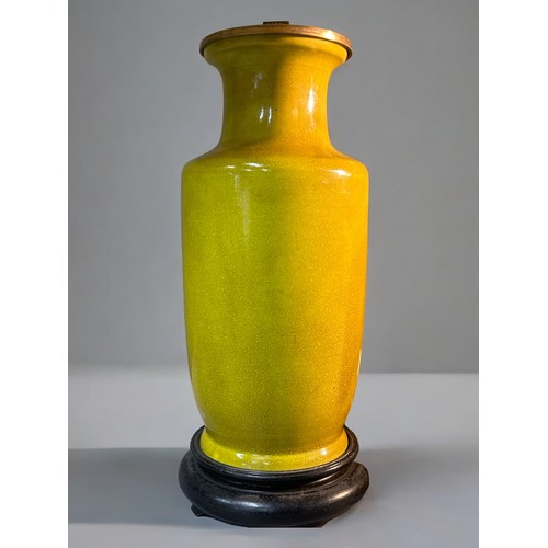 189 - A Vintage Chinese Green Glaze Baluster Vase Lamp from Nita Millar London.