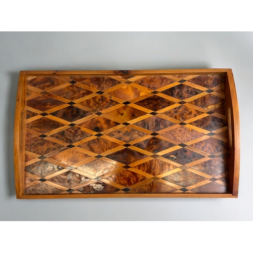 104 - A hand made Thuya wood serving tray.40 x 24cm