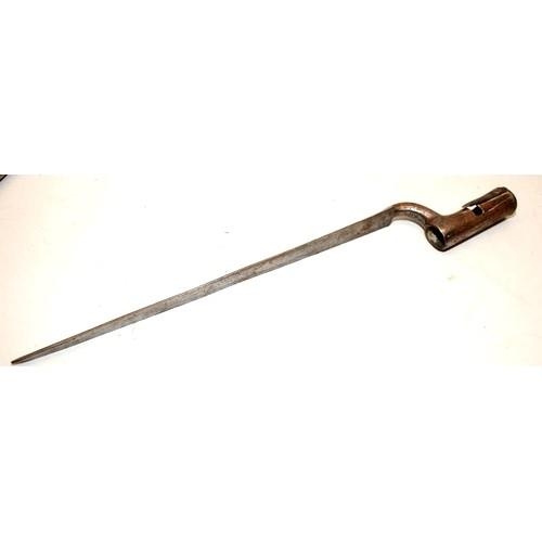 200 - Antique Brown Bess musket socket bayonet with India catch. Blade 37cms, o/all length 50cms