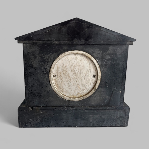 513 - A Victorian slate & marble mantle clock.26 x 27.5cm