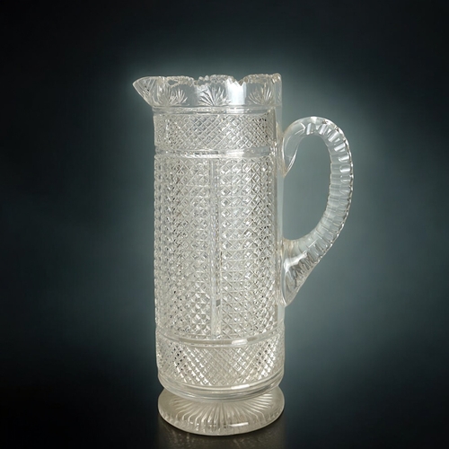 137 - A 19th century Diamond cut crystal pitcher.Unsigned but in the style of of Wilhelm Fritsche, Circa 1... 