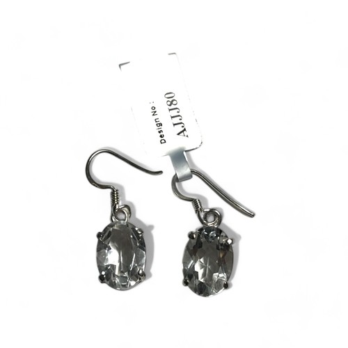 616 - A pair of large White Quartz Sterling Silver Earrings. Total 8.45cts.