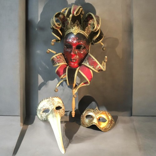 16 - Venetian Original Full size Masquerade Ball Masks x 2 and an example from Covent Garden.