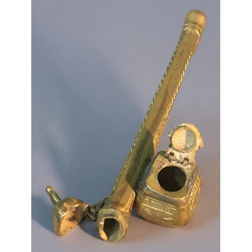 74 - Antique Islamic Arabic Divit Brass Scribe’s Pen Case, 19th C. Qalamdan Inkwell