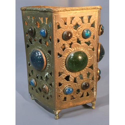 75 - Moresque Style Lantern with Glass Cabochon Detail, Interesting Treen pieces to include a hand turned... 