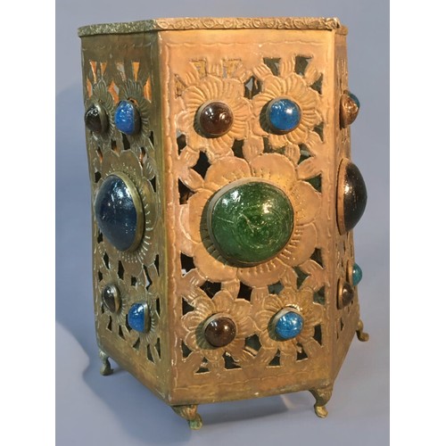 75 - Moresque Style Lantern with Glass Cabochon Detail, Interesting Treen pieces to include a hand turned... 