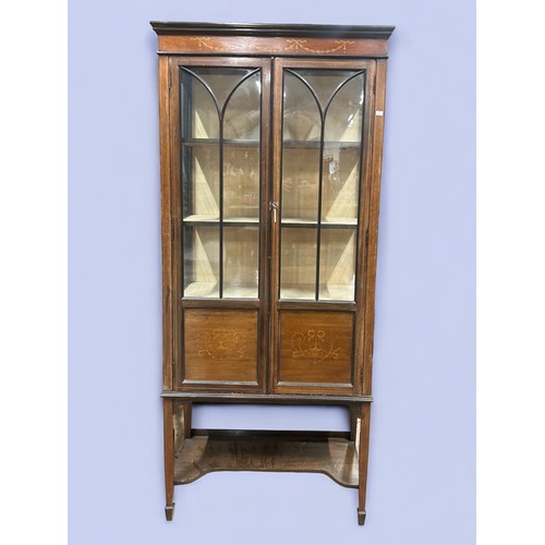 9 - Edwardian Glazed and Decorated Display Cabinet. Having Swag decoration to the top and the Doors. Ori... 