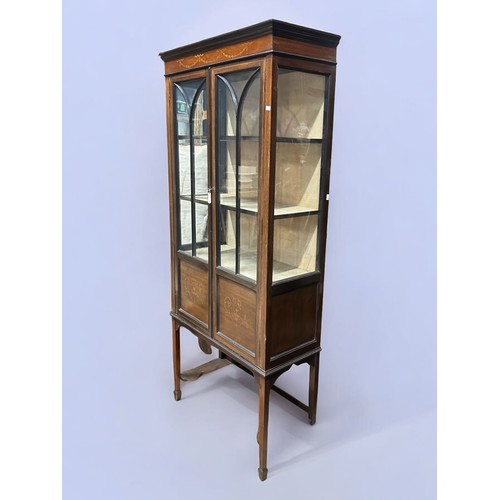 9 - Edwardian Glazed and Decorated Display Cabinet. Having Swag decoration to the top and the Doors. Ori... 