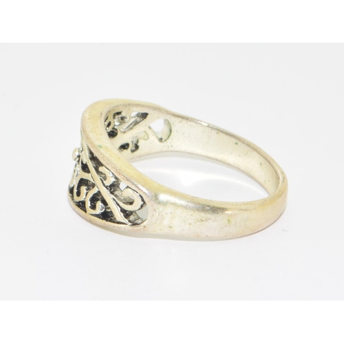 618 - 925 silver open work ring size P