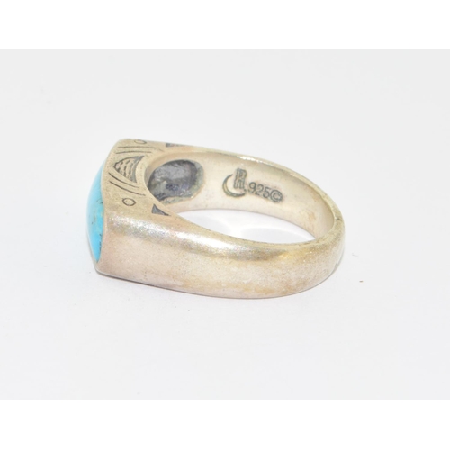 620 - 925 silver American Native Indian reservation(Navaho) made Turquoise ring size L