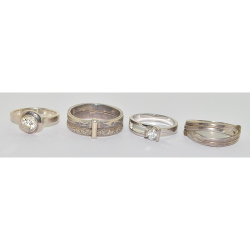 642 - 4 x 925 silver rings good sizes a lot to clean