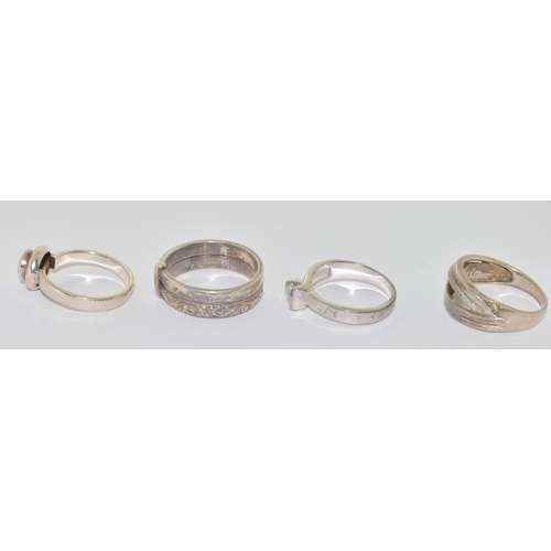 642 - 4 x 925 silver rings good sizes a lot to clean