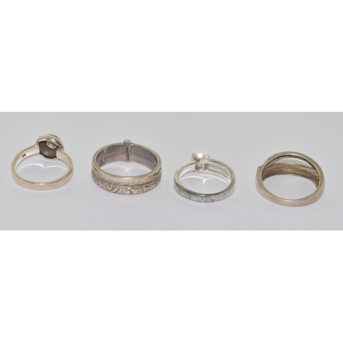 642 - 4 x 925 silver rings good sizes a lot to clean