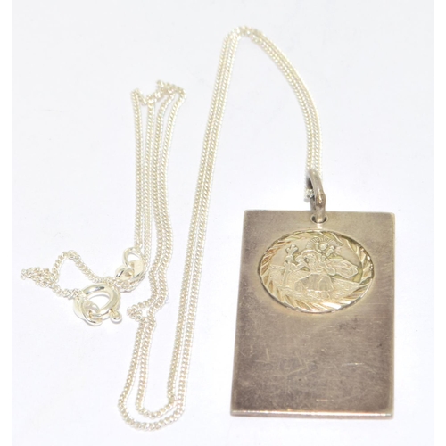 643 - 925 silver St Christopher pendant and chain