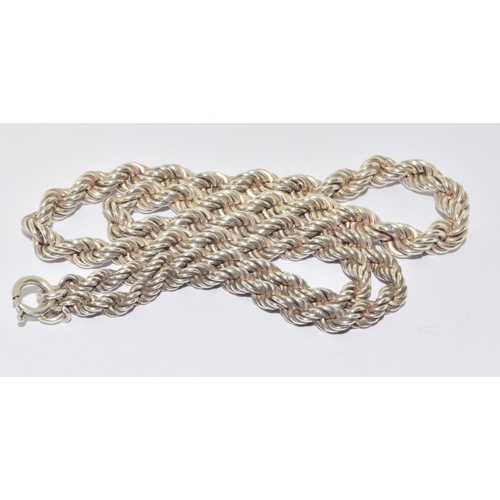 646 - 925 silver good heavy rope chain 44cm long 43g