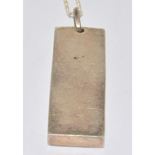 649 - 925 silver Ingot fully hall marked and chain 33g