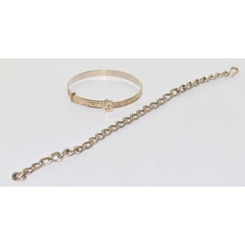 650 - 925 silver adjustable buckle bracelet together a silver chain bracelet