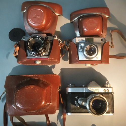 180 - Vintage Rare Soviet Start Single Lens 35mm Camera together with Vintage Balda Pronto and an EXA 500 ... 