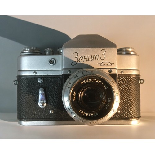 182 - Vintage 35mm Cameras 1. Finetta 88w. Finetar Lens 1:2.8 45mm2. Zenit 3 USSR KMZ Camera with Case and... 