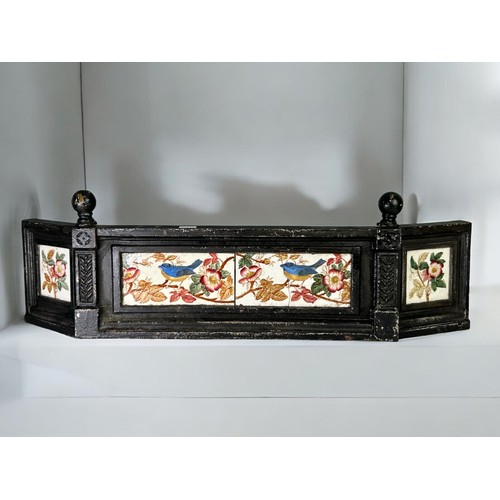 67 - Tiled Fire guardapprox 40cm wide across the front and side pieces are 14cm.  Height is 14cm to top o... 