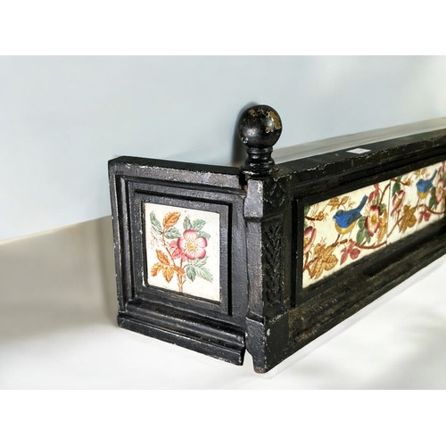 67 - Tiled Fire guardapprox 40cm wide across the front and side pieces are 14cm.  Height is 14cm to top o... 