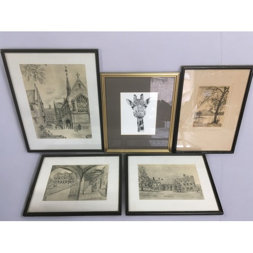 84 - 5 x Etchings/Prints some of which are signed, good decorative collection to include a Giraffe!